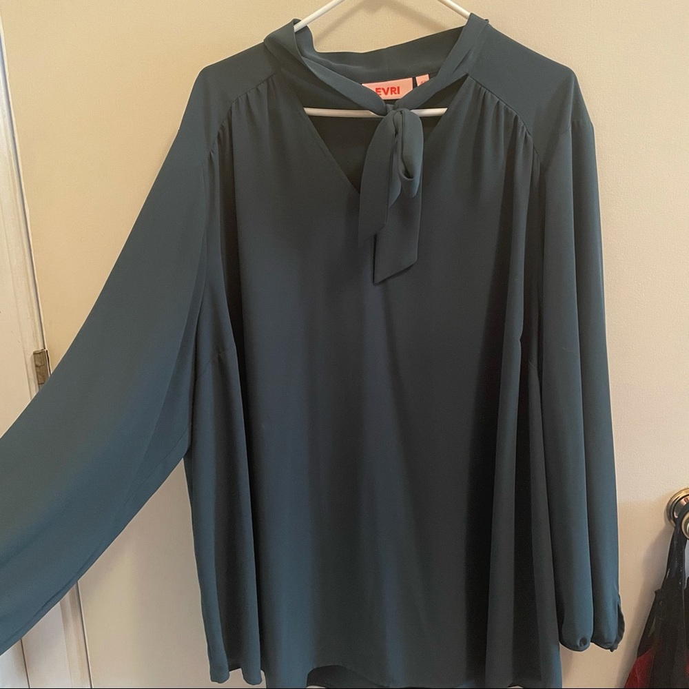 Green Tie-Neck Blouse